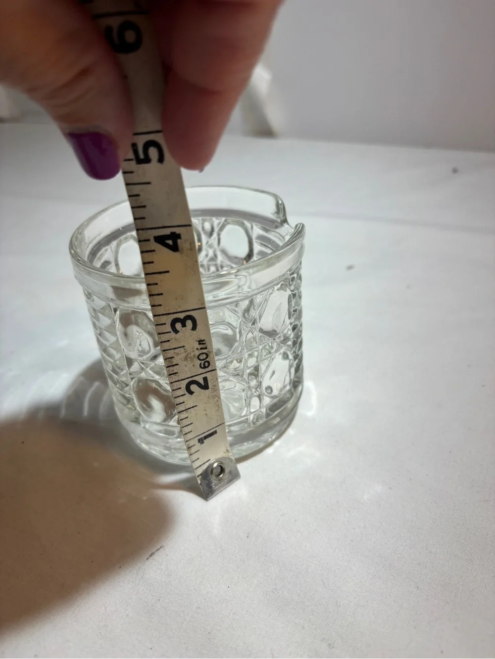 Clear Pressed jelly jar - Textured Pattern